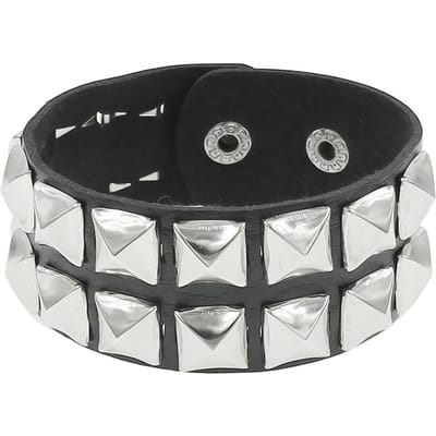 Nouveau Bracelet Bangles Pointes Couleur Argent Hommes Femmes Vintage Punk Cosplay Cuir PU Noir Gothique Emo Bijoux black