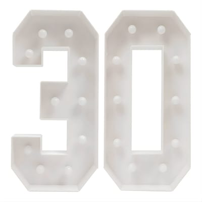 Oplichtende cijfers – Voor verjaardagsfeestjes (30e, 40e, 50e, 60e) – Decoratie voor verjaardagen – LED-verlichting, 30/40/50/60 stuks, wit