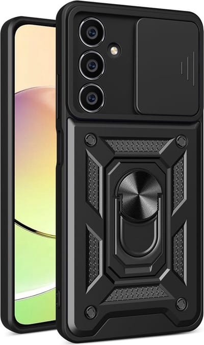 MobyDefend Hoesje - Geschikt voor Samsung Galaxy S23 FE - Pantsercase Met Draaibare Ring - Zwart