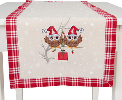 Clayre & Eef Tafelloper uiltjes - Kerst - 40 x 120 cm