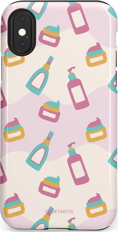 Casetastic Hoesje Geschikt voor Apple iPhone X/Xs - Stijlvolle Beschermende Duo-layer Case - Bubbels & Borstels - Clean Girl - Makeup