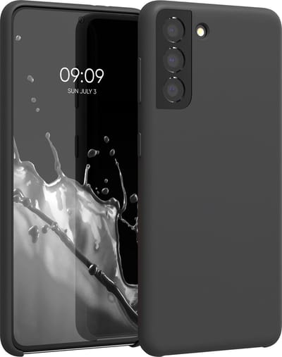 kwmobile telefoonhoesje geschikt voor Samsung Galaxy S21 - Hoesje met siliconen coating - Smartphone case in mat zwart
