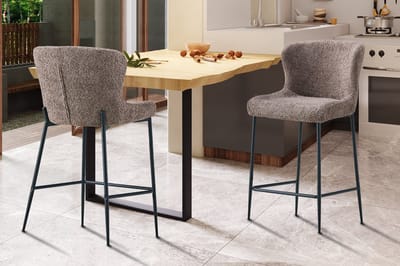Barstoel Lisa | 52 X 56 X 97 Cm | Bruin - Rousseau - Barstoel - Bruin - Stof - Set Van 2