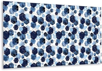 Tulup PVC Wandpaneel - Hexagon Abstractie Vinyl Wandpaneel - 100 cm x 50 cm - Blauw Wandpaneel PVC - 1 stuk - Wandpaneel PVC - Geometrisch Wandpaneel - Wandpaneel Zelfklevend - Plaktegels Keuken en Badkamer