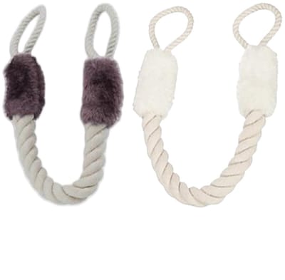 2-delige floss voor huisdieren - touw voor het doorkomen van tandjes - touw voor deur - touw voor deurstop - touw voor deurklink - voorkomt vingerletsel - geschikt voor kinderen, huisdieren, woonkamer en slaapkamer - wit,bruin