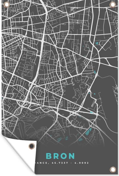 Muurdecoratie Bron - Plattegrond - Kaart - Frankrijk - Stadskaart - 120x180 cm - Tuinposter - Tuindoek