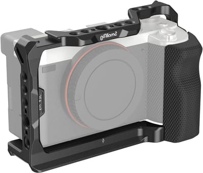 Robuuste Camera Cage voor Sony A7C met Siliconen Handgreep en Snelle Bevestiging voor Arca-compatibiliteit - Ideaal voor Videografie en Fotografie