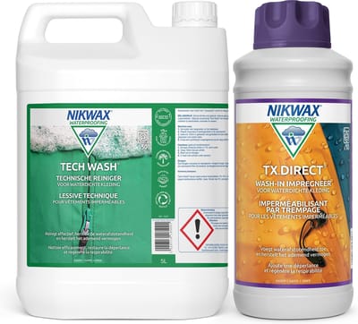 Nikwax Tech Wash Wasmiddel 5L & Nikwax Tx.Direct 1L Impregneermiddel - 2-Pack