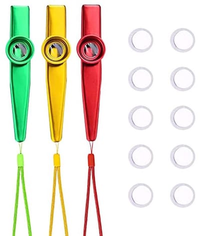 Kazoo Muziekinstrument Set - 10 Fluitmembranen en 3 Koorden voor Kinderen en Muziekliefhebbers - Ideaal voor Feestjes