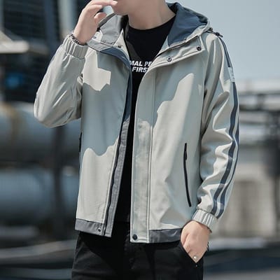 Herenjas voor de lente en de herfst, capuchonjas voor heren, Koreaanse stijl, trendy, dun, geschikt voor studenten, werk, casual, windjack voor mannen 4XL gray