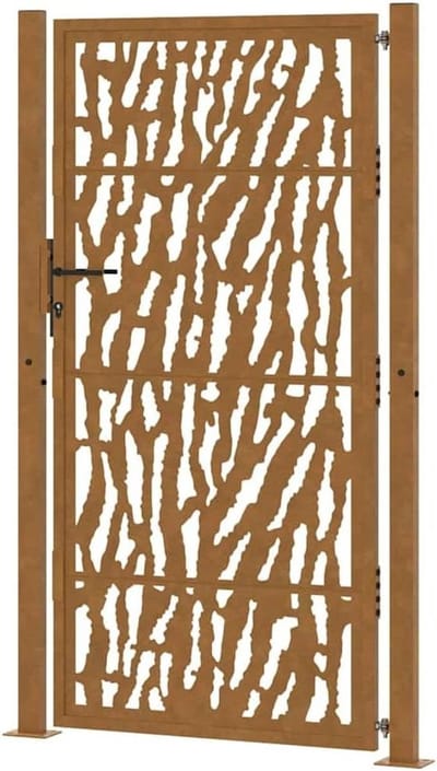 Metalen Tuinpoort - Hekpoort Buitenpoort - Tuin Toegang Beveiligen - Lasergesneden Ontwerp - 100x175 cm - Roestig