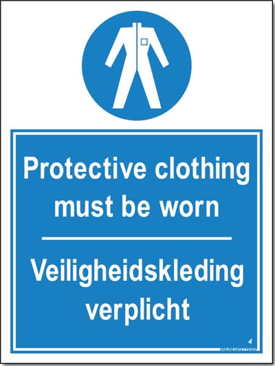 Veiligheidskleding bord - Protective clothing required - Forex - 30 x 40 cm