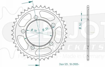 esjot tandwiel voor ktm 990 supermoto 2008 tot 2010 41 tanden