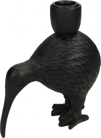 Kandelaar Lijster Zwart - Kunststof Zwart - 15x13x7cm (hxbxd)