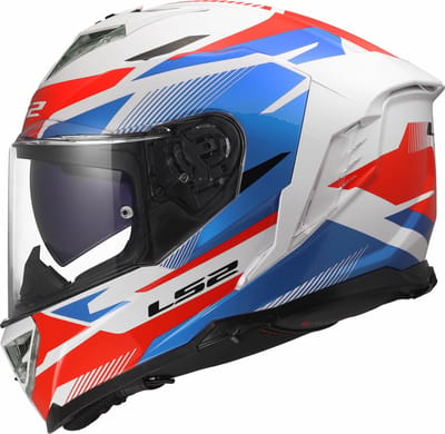 LS2 FF818 Storm III helm Komai glans wit blauw rood