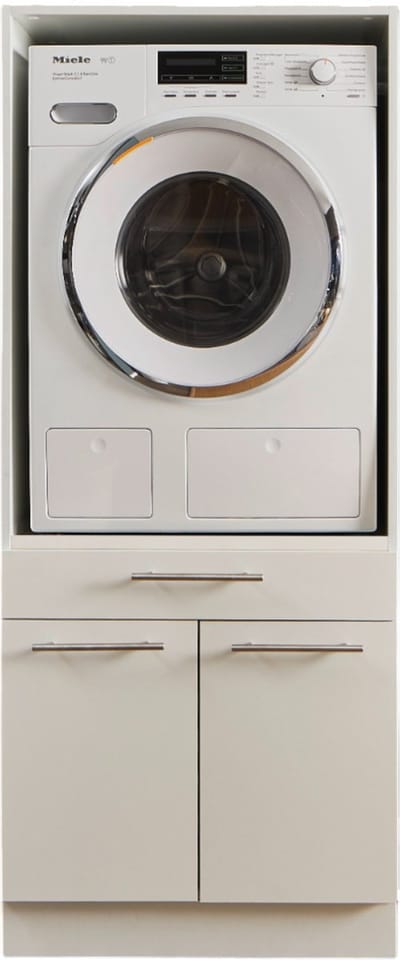 Interiax WASHWALL 'Mary' Wasmachine of Droogkast Ombouwkast Wit – Met 1 Lade voor Wasmand en 1 Opbergvak met 2 deuren - Wasmachinekast- 162x67.5x67.5 cm