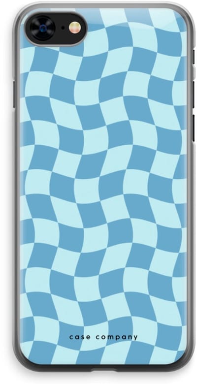 Case Company® - Hoesje geschikt voor iPhone 8 hoesje - Grid Blauw - Soft Cover Telefoonhoesje - Bescherming aan alle Kanten en Schermrand
