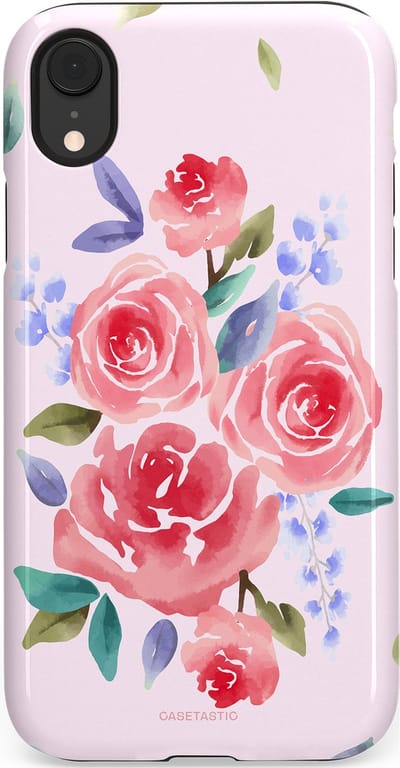 Casetastic hoesje geschikt voor Apple iPhone XR - Dubbellaagse bescherming - Aquarel pracht - Fashion Case - Lichtroze Lavendel