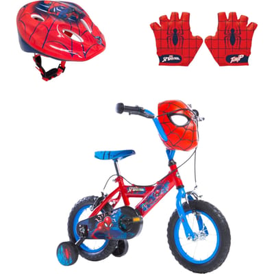 Spiderman fietsset; fiets 12 inch, handschoenen en helm