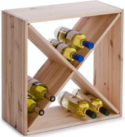 Zeller houten wijnflessen rek/wijnrek voor 20 flessen - 52 x 25 x 52 cm - Wijnfles houder 4 vakken - Vierkant - Stapelbaar