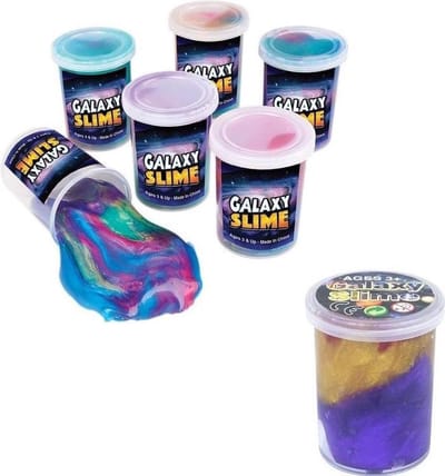 2x Potjes speelgoed/hobby galaxy slijm gekleurd 6 x 4,8 cm 150 ml inhoud - Veilig kinderslijm - Speelgoed slijm - Speelslijm voor jongens/meisjes/kinderen