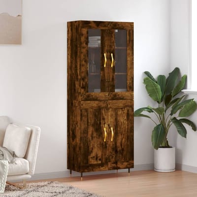 vidaXL - Hoge - kast - 69,5x34x180 - cm - bewerkt - hout - gerookt - eikenkleurig