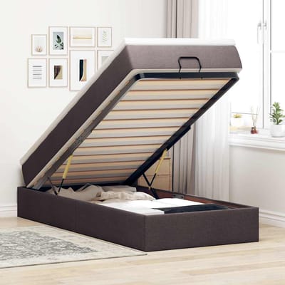 vidaXL - Ottoman - bed - met - matras - 80x200cm - stof - donkerbruin