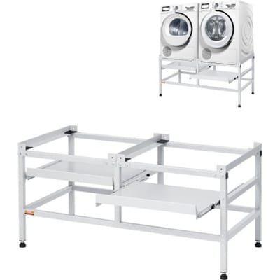 VEVOR Wasmachine Onderstel, 1230x635x625 mm, Wasmachine Onderstel, Draagvermogen 267 kg, Wasmachine & Droger Onderstel met Dubbele Planken, 4 Verstelbare Voeten voor het Optillen van Wasmachines