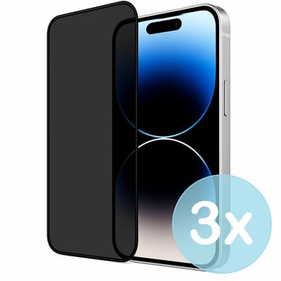 Privacy Screenprotector Geschikt voor iPhone 14 Pro – Anti-Gluren – Krasbestendig Gehard Glas 9H – Volledige Dekking – 3-Pack – FuturiQ