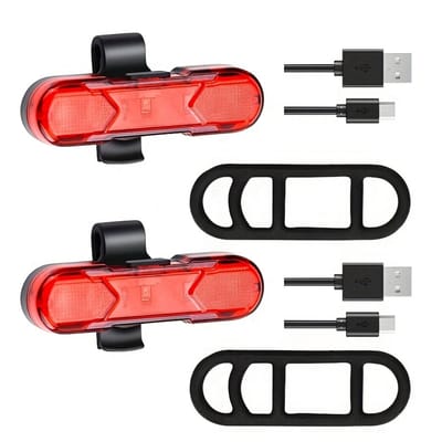 Set van 2 oplaadbare USB-fietsachterlichten - LED-achterlichten met hoge zichtbaarheid voor verbeterde fietsveiligheid - Verbeterde uitrusting voor mountainbikes en racefietsen