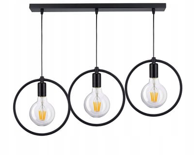 Hanglamp Zwis Edison Loft Zwart 3xE27 - Verstelbare Hoogte