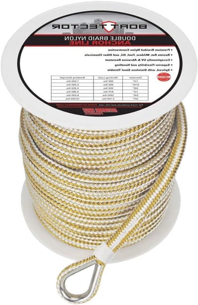 Ankerlijn Boot - Meertouw Touw - Watersport Gebruik - Dubbel Gevlochten Nylon - 3/8 Inch 200 Voet - Wit Goud
