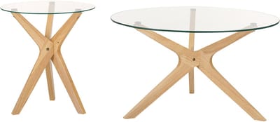 VALLEY - Salontafel set van 2 - Lichthout - Veiligheidsglas