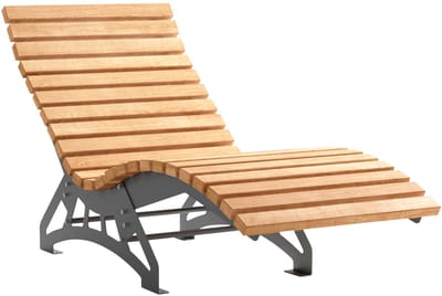 Complete set tuinligstoel LOUNGER, 800 mm breed, zwart verzinkt staal, inclusief houten latten van lariks