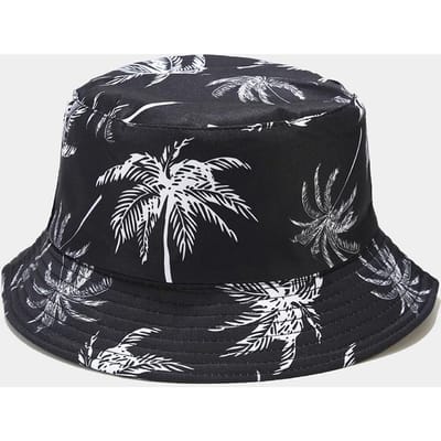 Lente/Zomer Zonbescherming Hoed Bob Herenmode Coco Print Bucket Hat Uniseks Visser Hoed Dames Vrije Tijd Basin Cap 56-58cm black
