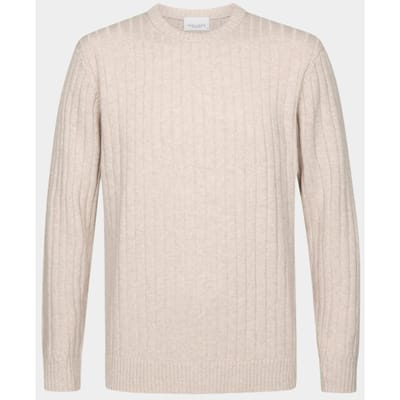 Profuomo Pullover Rib Wol Blend Sand - Maat XL - Heren - Pullovers