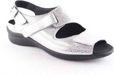 Durea 7178 zilveren dames sandaal met klittenbandsluiting