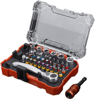 Ratel Schroevendraaier Set - Precisie Tool Kit - Auto Huis Reparatie - Magnetische Grip Stabiliteit - 38 Delig - Grijs