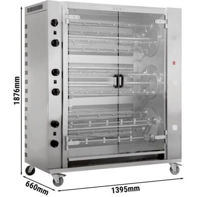 GGM Gastro Gas Rotations Hähnchengrill - 55,8 kW - mit 12 Spießen für bis zu 72 Hähnchen Zilver