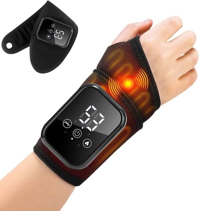 KZQ Draadloze polsverwarmingsband met 3 warmtestanden en vibratie - Oplaadbaar voor hand pols elleboog en enkel - Warmtetherapie en massage voor kantoor en gamers - Zwart