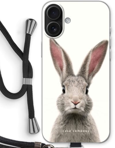 Case Company® - Hoesje met koord geschikt voor iPhone 16 Plus hoesje met Koord - Daisy - Telefoonhoesje met Zwart Koord - Bescherming aan alle Kanten en Over de Schermrand