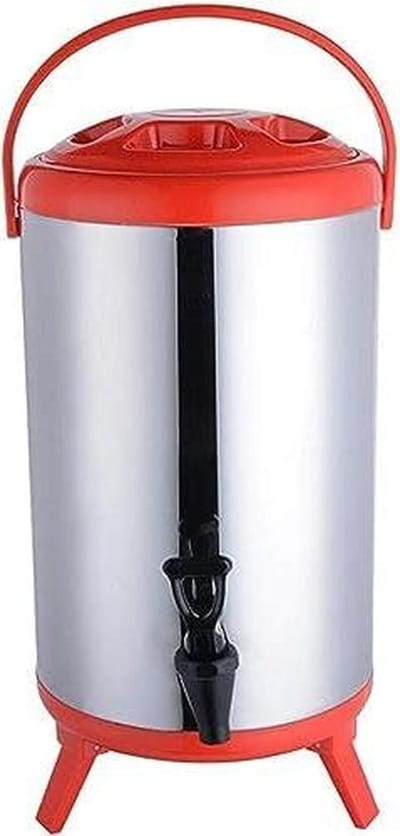 Roestvrij Melk Emmer - Drank Dispenser - Warme Dranken Serveren - Dubbele Isolatie - 12L - Rood