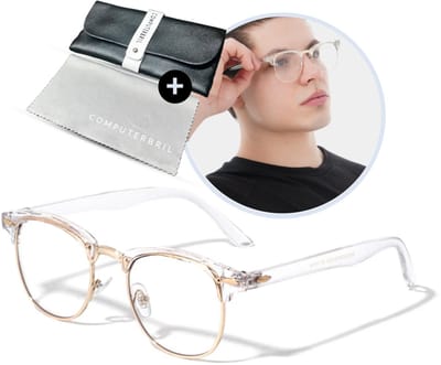 computerbril.shop® Vintage Computerbril - Transparant met goud montuur - Blauw Licht Filter Bril - Blue Light Glasses - Beeldschermbril - Anti blauw licht - Gaming Bril - Vermoeide ogen - Hoofdpijn - Bril computer/tv scherm - Unisex - Zonder Sterkte