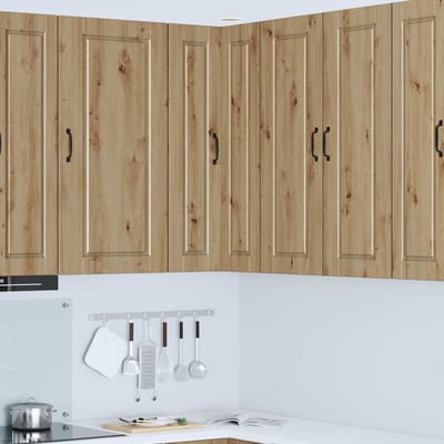 vidaXL - Wandhoekkast - PORTO - Artisan - Eiken - 57 - x - 57 - x - 100 - cm - Bewerkt - hout