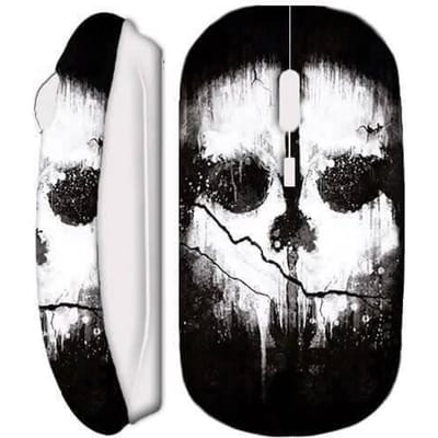 Souris sans Fil - Tête de mort - Blanc - USB Wi-Fi - Compatible Mac et PC - Design unique