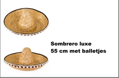 Luxe Sombrero 55 cm met balletjes - mexico festival zon zee strand fun feest beach mexicaans