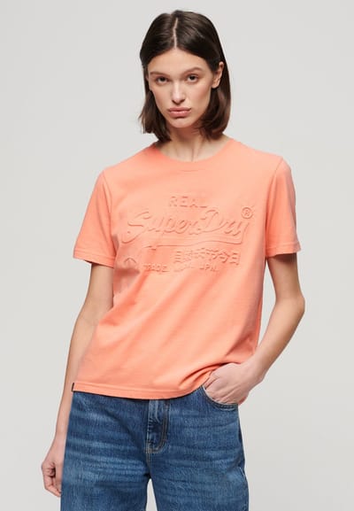 Superdry - T-shirt met reliëfopdruk en relaxte pasvorm - Dames - T-shirts