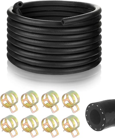 Brandstofslang, 1 meter brandstofslang, 6 mm binnendiameter dieselslang, met 8 stuks slangklemmen, voor motorfietsen, grasmaaiers, scooters, auto's, vrachtwagens