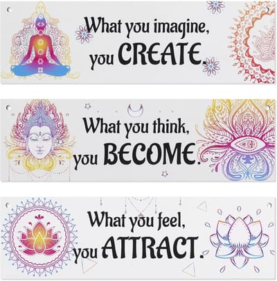 Meditatie Wanddecoratie Chakra Boeddha Houten Set van 3