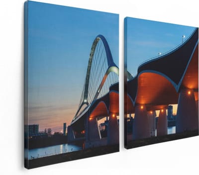 Artaza Canvas Schilderij Tweeluik Oversteek Brug in Nijmegen - 120x80 - Foto Op Canvas - Canvas Print